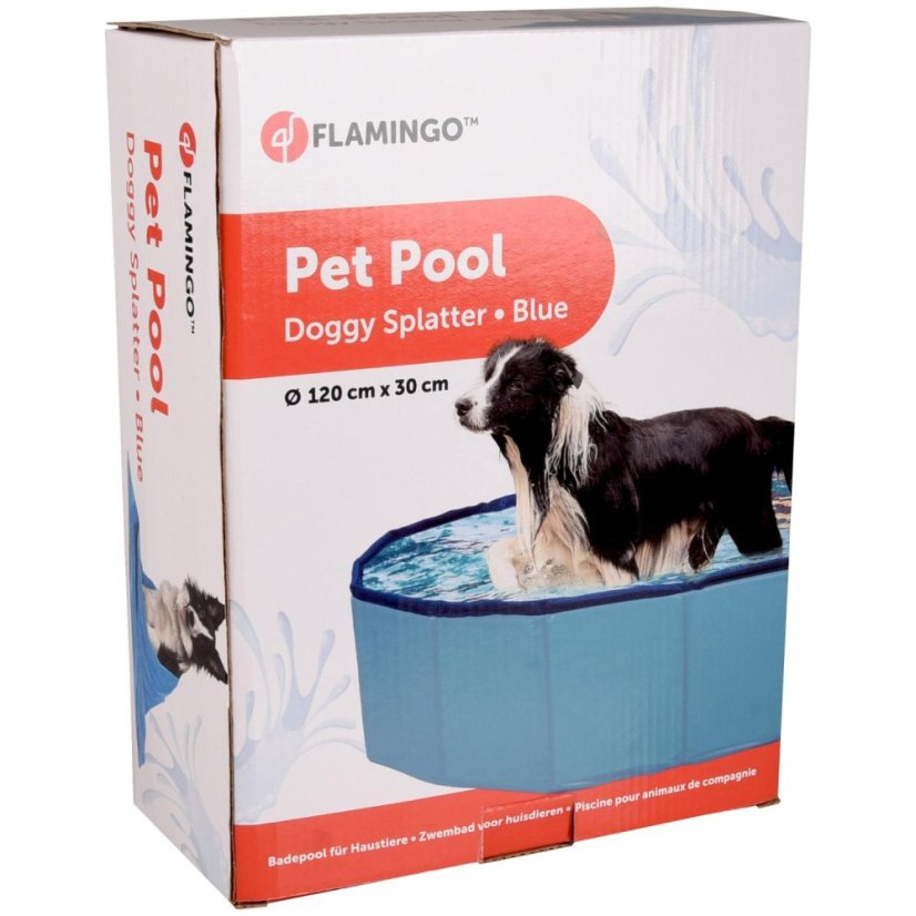 Flamingo Pet Pool Doggy Splatter - Bazén pro psy -  modrý - ∅ 120 x 30 cm (M)