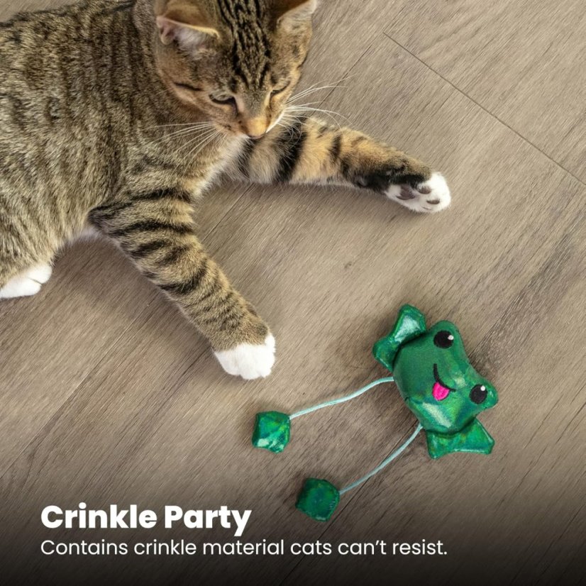 Catstages Toss 'N Dangle Frog Catnip Cat Toy - žába pro kočky (zvuk na pohyb)