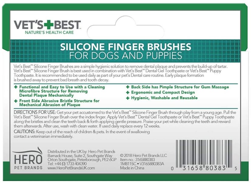 Vet's Best Fingerzahnbürste - Fingerzahnbürste für Hunde - Silikon (5 Stück)