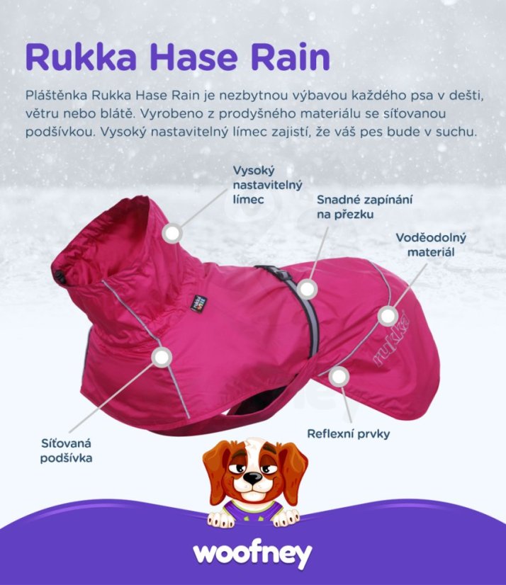 Rukka Hase Rain - pláštěnka pro psy - růžová