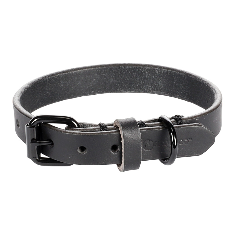 Flamingo Leano Black - kožený obojek pro psy, černý