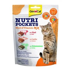 Gimcat Nutri Pockets - Malz & Vitamin Mix - Knuspriger Katzensnack, 150g