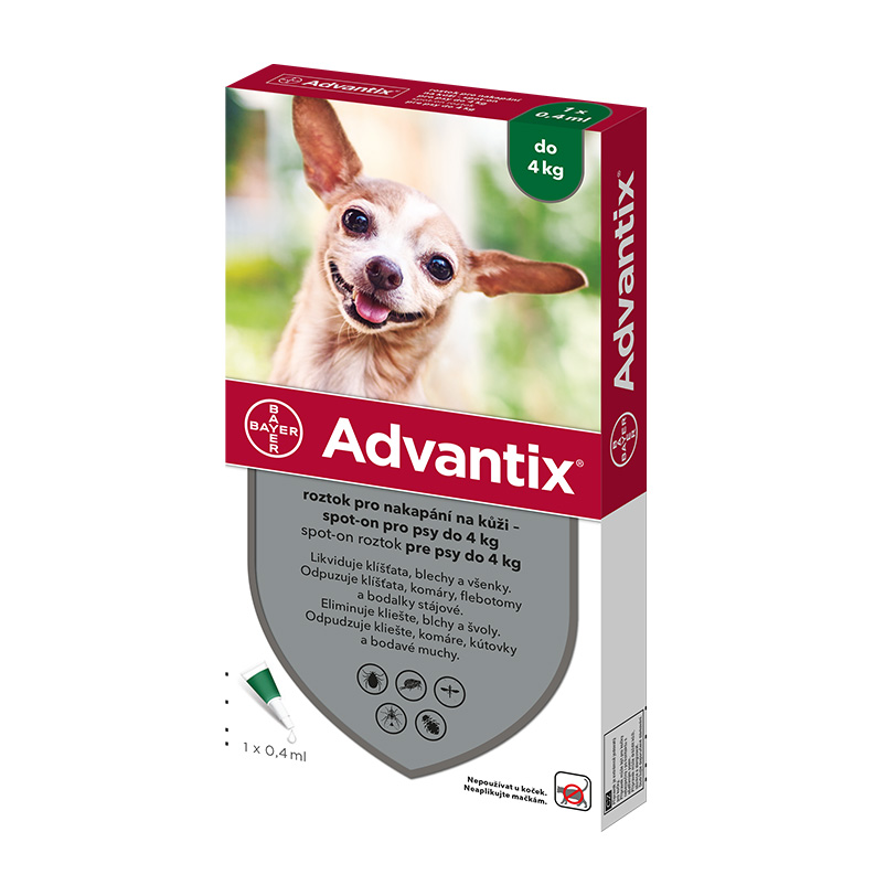 ADVANTIX Spot-on pro psy - do 4 kg, 0,4 ml (1 pipeta)