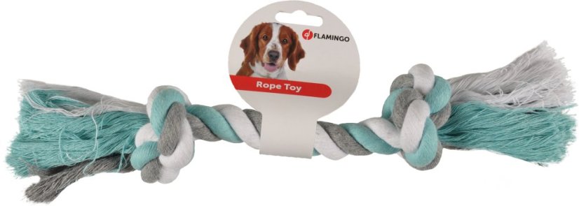 Uzel pro psy - Flamingo Rope Toy, 2 knoty, mátová, 31 x 5,5 (M)