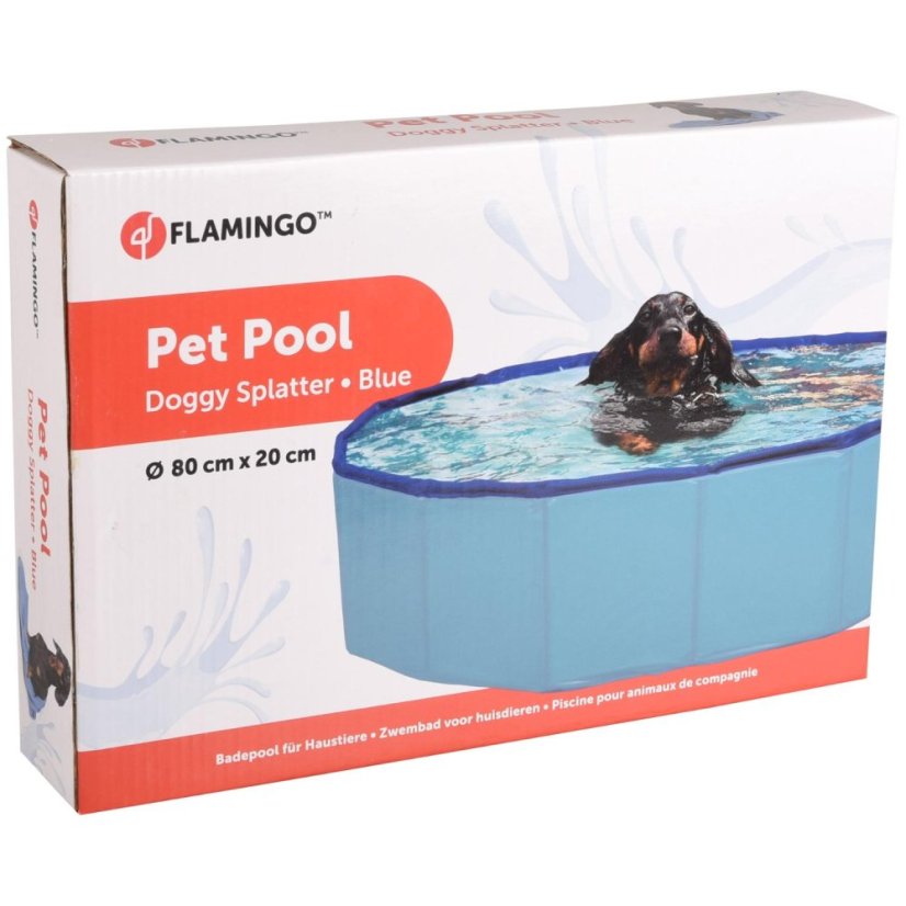 Flamingo Pet Pool Doggy Splatter - Bazén pro psy - modrý - ∅ 80 x 20 cm (S)