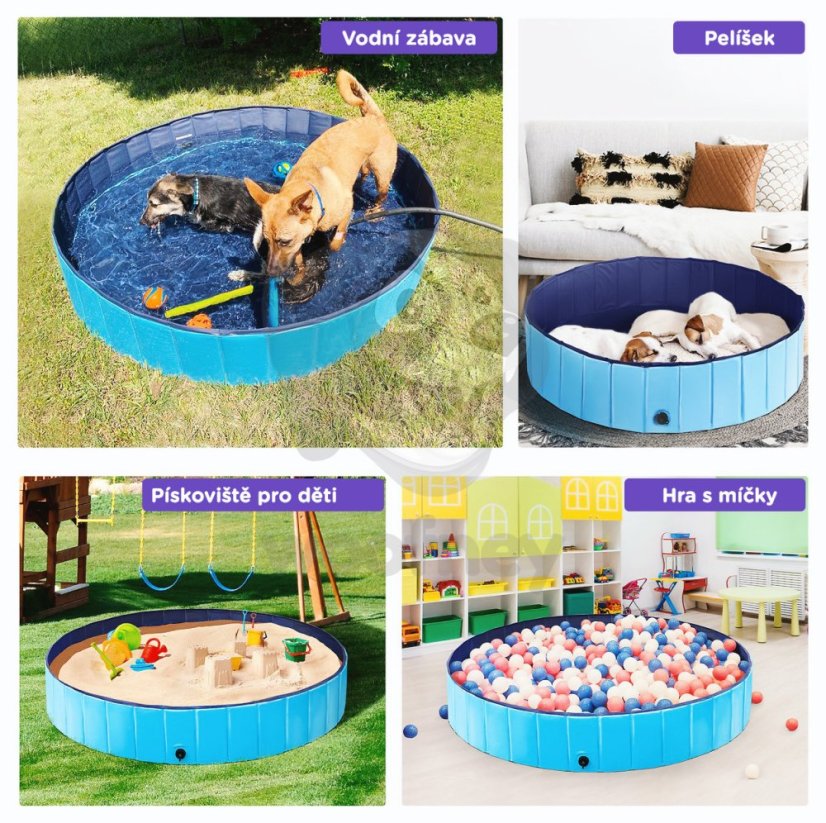 Flamingo Pet Pool Doggy Splatter - Bazén pro psy - modrý - ∅ 160 x 30 cm (L)