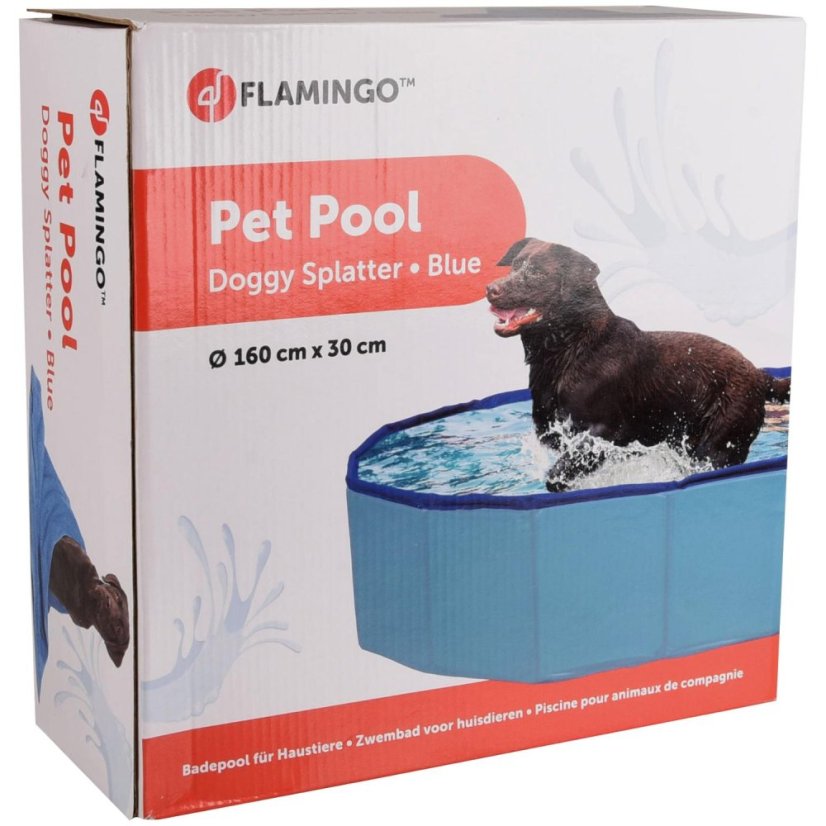 Flamingo Pet Pool Doggy Splatter - Bazén pro psy - modrý - ∅ 160 x 30 cm (L)
