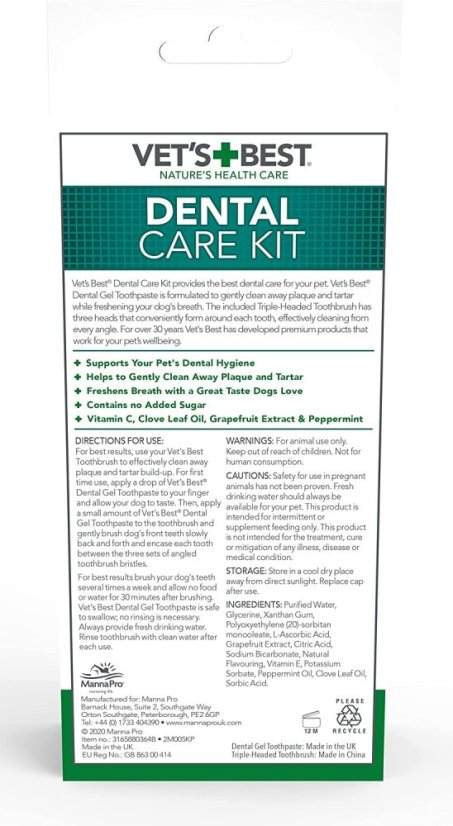 Vet's Best Dental Care Kit - Zahnreinigungsset für Hunde, 100 g